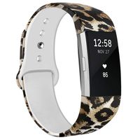 NAHAI Bands Compatible with Fitbit Charge 2, Soft Silicone Pattern Printed Replacement Bands Adjustable Sport Wristbands Strap Accessories for Fitbit Charge 2, Women Men, Small, Leopard
