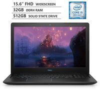 Dell G3 15.6" Full HD Gaming Laptop, Intel Core i5-8300H up to 4GHz, NVIDIA Geforce GTX 1050 Ti 4GB Graphics, 32GB RAM, 512GB Solid State Drive, HDMI, Wireless-AC, Bluetooth, Windows 10, Black