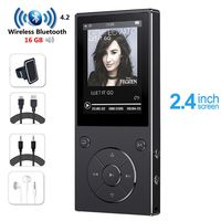 HONGYU 16GB MP3 Player with Bluetooth 2.4 Inch Color Screen,Lossless Metal Bluetooth Music Players with Speaker,FM Radio/Voice Recorder -Black