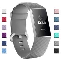 adepoy Compatible with Fitbit Charge 3 Bands for Women Men Large Small, Adjustable Replacement Wristbands for Fitbit Charge 3 and Fitbit Charge 3 SE, Gray, Small
