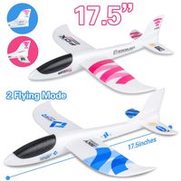 BooTaa 2 Pack Airplane Toys, 17.5" Large Throwing Plane, Outdoor Sport Toy, Foam Glider Aeroplane for 3 4 5 6 7 8 Year Old boy Toddlers, Kids Flying Game Toy, Styrofoam Airplanes, Gift for Kids
