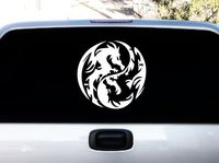 Dragon Yin Yang - Tribal Decal Vinyl Removable Decorative Sticker for Wall, Car, Ipad, Macbook, Laptop, Bike, Helmet, Small Appliances, Music Instruments, Motorcycle, Suitcase [a] (10", white)
