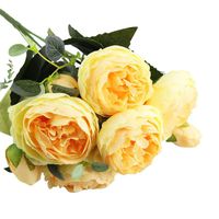 Kaniem Artificial Simulation Flower,5 Pcs Roses Bunch for Wedding Party,Fake Flowers Home Table Centerpieces Decoration (A)