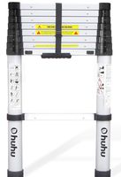 Ohuhu 8.5 FT Aluminum Telescoping Ladder, ONE-Button RETRACTION Extension Ladder, Extendable Ladder with Spring Loaded Locking Mechanism, Collapsible Ladder for Roof Ceiling RV, 330 Pound Capacity