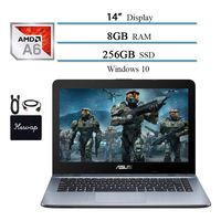 Newest 2019 ASUS 14" HD Laptop, AMD A6-9225, 8GB RAM, 256GB SSD, AMD Radeon R4, WiFi, Bluetooth, HDMI, Silver Gradient, Windows 10 w/ HESVAP Accessories
