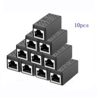 RJ45 Coupler Ethernet Connectors Cat 7 Cat6 Cat5 Cat5e RJ45 8P8C Network Keystone Jack in-Line Coupler Ideal for Extending The Ethernet Cables Female to Female (Black) (10PCS)