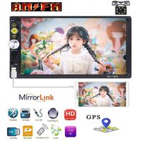 Double Din Car Radio, 7" HD Touch Screen Car Stereo Receiver Head Unit, Support GPS Navigation Bluetooth FM/AM/RDS Radio&Android&iOS Mirror Link with Rear View Camera