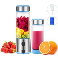 Portable Blender, TTLIFE 2 Cup Cover Personal Juicer Blender with 15oz, 5000mAH USB Rechargeable Cordless Smoothie Glass Blender for Travel, Gym, Picnic, Office, Home, Kitchen (FDA, BPA free)