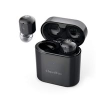 True Wireless Bluetooth Earbuds, CloudFox Bluetooth 5.0 Headphones with 30 Hours Playtime, One-Step Pairing Easy Control, Wireless Earbuds Stereo Sound Deep Bass, Built-in Mic and Sweatproof - Black