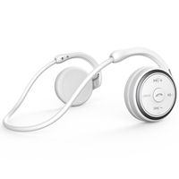 Small Bluetooth Headphones Wrap around Head - Sports Wireless Headset with Built in Microphone and Crystal-Clear Sound, Fold-able and Carried in the Purse, and 12-hour Battery Life, White