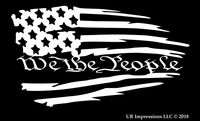 UR Impressions Tattered American Flag - We The People Decal Vinyl Sticker Graphics for Car Truck SUV Van Wall Window Laptop|White|7.5 X 4.2 inch|URI608