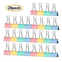 Large Binder Clips Paper Clamp 1.6-inch/41mm (28pcs) Colored Binder Clips, Multicolor