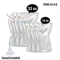Concealable And Reusable Cruise Flask Kit - Sneak Alcohol Anywhere - 3 x 32 oz + 3 x 16 oz + 1 funnel