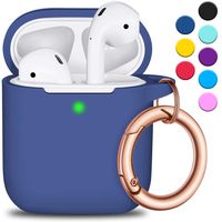R-fun AirPods Case Cover with Keychain, Full Protective Silicone AirPods Accessories Skin Cover for Women Girl with Apple AirPods Wireless Charging Case, Front LED Visible-Royal Blue