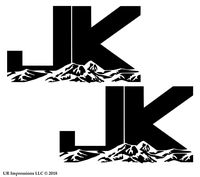 MBlk 6.3in. JK Mountains 2-pack Decal Vinyl Sticker Graphics for Jeep Wrangler 4x4 Unlimited Sahara Rubicon Moab Overland Arctic SUV Walls Windows Laptop|MATTE BLACK|6.3 X 3.7 Inch|URI687-MB