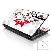 LSS Laptop 17-17.3" Skin with Colorful White Grey Branches Floral Pattern for HP Dell Lenovo Apple Asus Acer Compaq - Fits 16.5" 17" 17.3" 18.4" 19" (2 Wrist Pads Free)