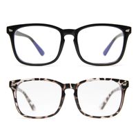 IFHTech Blue Light Blocking Glasses, Anti Eye Strain Headache (Sleep Better),Computer Reading Glasses UV400 Transparent Lens (Black&Leopard)