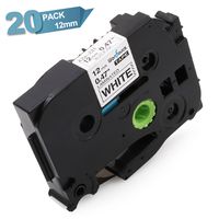 Wonfoucs Compatible Label Tape Replacement for Brother TZe-231 TZe231 TZ231 P-Touch Label Maker Tape, 12mm Black on White Standard Laminated Tape (1/2 Inch) x 26.2 Feet (8m), 20 Pack