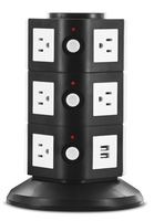 Aduro Surge Protector Power Tower Family Multi Charging Station - 11 Outlets and 2 USB Ports, Smart Charge Technology for iPhone, iPad, Galaxy Nexus (Black)