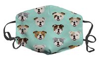 Dust Face Mask for Dust Mouth Mask Anti-Dust Mask Adjustable Earloop Face Mask (English Bulldog Faces Fabric Cute Mint Dog)