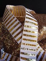 AK-Trading 1.5" x 25 Yards Metallic Candy Striped Gift Wrap & Craft Ribbon - Gold