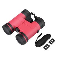 Dilwe Child Binocular, Mini Toy Red Film Lens Binoculars Set with Lanyard Buckles for Hiking Bird Safari Watching Birthday Gifts Toys (Red)