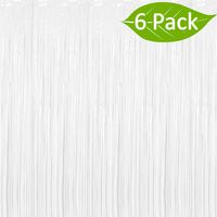 Deruicc 6 Pack White Foil Curtains 3ft x 8ft Tinsel Fringe Curtains Shimmer Curtain for Birthday Wedding Party Christmas Photo Booth Backdrop Decorations (White, 6)
