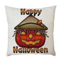 Bosji (45 x 45cm) Throw Pillowcase,Happy Halloween Decoration Pumpkin Theme Pillow Covers Holiday Home Decor Linen Printed Zipper Cushion Pillow Case