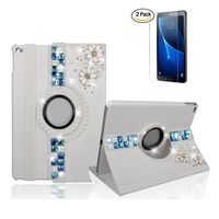 STENES Galaxy Tab S4 10.5 Case - STYLISH - 3D Handmade Crystal Flowers Floral 360 Degree Rotating Stand Cover With Auto Sleep/Wake Feature For Samsung Galaxy Tab S4 10.5" - Blue