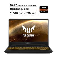 2020 Newest ASUS TUF 15.6 Inch FHD 1080p Gaming Laptop (AMD 4-Core Ryzen 5 3550H up to 3.7GHz, 16GB DDR4 RAM, 512GB SSD (Boot) + 1TB HDD, NVIDIA GeForce GTX 1050, Backlit KB, Windows 10) (Black)