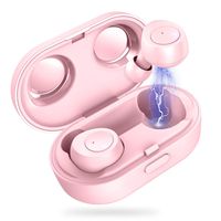 ELECDER D10 True Wireless Earbuds Bluetooth 5.0 Headphones in Ear with Microphone, 3D Stereo Sound, IPX5 Waterproof, Charging Case for Workout, Running (Pink)