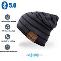 HONGYU Bluetooth Beanie Hat Winter Warm Soft Knit Hat Cap with Wireless Headphone Headset Stereo Speaker Mic - Android Cell Phones for Women Men , Best Christmas Gifts - Black