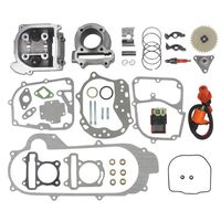 Wingsmoto 100cc Big Bore Kit for 64mm Valve GY6 49CC 50CC 139QMB Moped Scooter Engine 50mm Bore Upgrade Set with Racing CDI Ignition Coil Performance Spark Plug (64mm Valve Length)
