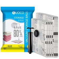 SUOCO Vacuum Storage Bags 8 Pack (4 x Large, 4 x Jumbo) Space Saver Compression Bags with Hand Pump