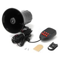 eroute66 7 Sound Loud Horn Car Warning Alarm Police Fire Siren PA Speaker with Microphone Emergency Amplifier Black