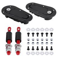 Hood Latches Kit, Universal Racing Car Engine Cover Locking Latch Plus Flush Mount Hood Lock Catch Buckle Pins with 4 Keys Automobile Exterior Parts