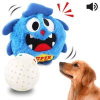 Petbobi Upgrade Dog Toys Interactive Monster Plush Giggle Ball Shake Squeak Crazy Bouncer Toys Exercise Electronic Toy for Puppy Motorized Entertainment for Pets