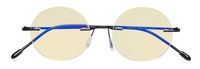 CessBlu Computer Reading Glasses Cut Blue Light Anti Glare Blocking UV Rays Eyeglasses for Men Women Rimless Round (Black)+1.75