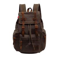 High Capacity Canvas Vintage Backpack - for School Hiking Travel 12-17" Laptop