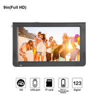 9 inch Portable Digital Television, Small 16:9 ATSC 1080P HD Video Player TFT LED TV Built-in Rechargeable Battery Support USB and TF Card for Car, Caravan, Camping, Outdoor or Kitchen