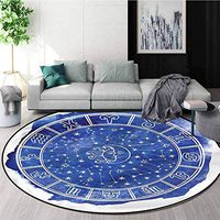 RUGSMAT Sun and Moon Carpet Gray Round Area Rug,Zodiac Watercolors Non-Slip Soft Floor Mat Home Decor Diameter-47