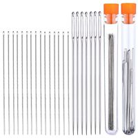 Large Eye Sewing Needles 2.04 inches (7 Pcs) and Small Needles-Beading Needles 1.6 inches (15 Pcs) in Storage Tubes