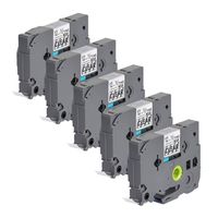 5 Pack Label Tape for TZe-131 12mm 1/2" (0.47") x 8m (26.2ft) Black on Clear - Compatible with Brother P-Touch PD-D210 PT-H100 PT-1400 PT-1880