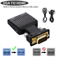 Lemorele VGA to HDMI Adapter Audio 1080P 60Hz VGA Male to HDMI Female Converter with 3.5mm Audio Output for HDTV, Monitors, Projector, Displayer, Laptop,PC (Audio and USB cable Included, Black)