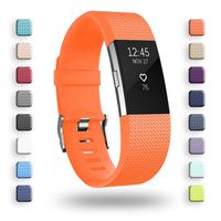 POY Replacement Bands Compatible for Fitbit Charge 2, Classic Edition Adjustable Sport Wristbands, Large Orange