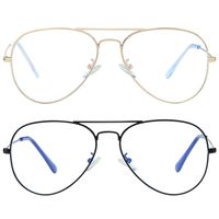 Blue Light Blocking Aviator Glasses for Women Men Lightweight Metal Frame Computer Glasses Anti-eyestrain Gaming Eyeglasses (Gold/Black, 58)