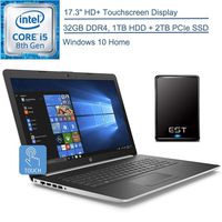 2020 HP 17.3" Touchscreen Laptop Computer/ Intel Quad-Core i5-8265U (Beats i7-7500U)/ 32GB DDR4 RAM/ 1TB HDD + 2TB PCIe SSD/Windows 10 Home/ Silver/ EST 500GB External Hard Drive