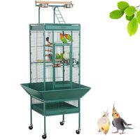 Yaheetech 61-inch Wrought Iron Rolling Play Top Large Parrot Bird Cage for Small Parrot Cockatiel Sun Parakeet Green Cheek Conure Lovebird Budgie Finch Canary Bird Cage with Stand