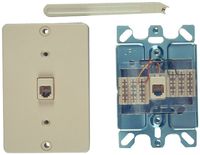 Allen Tel Products AT630ABC-4 Single Gang, 1 Port, 6 Position, 4 Conductor Wall Telephone Outlet Jack, Plastic Sleeve, Ivory