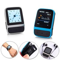 Sport Mini Clip MP3 Music Player with Smart Bracelet Watch Wrist Band Pedometer Wearable FM Radio-Blue